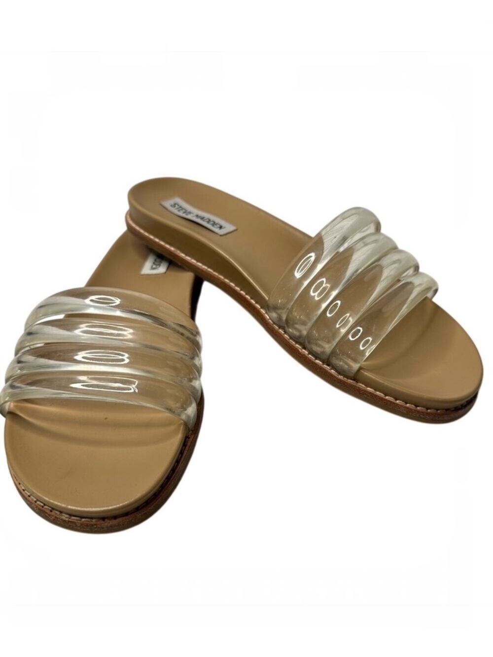 Steve Madden Womens Size 8.5 Slides‎ Sandals Drips Clear Slip On Shoes Open Toe